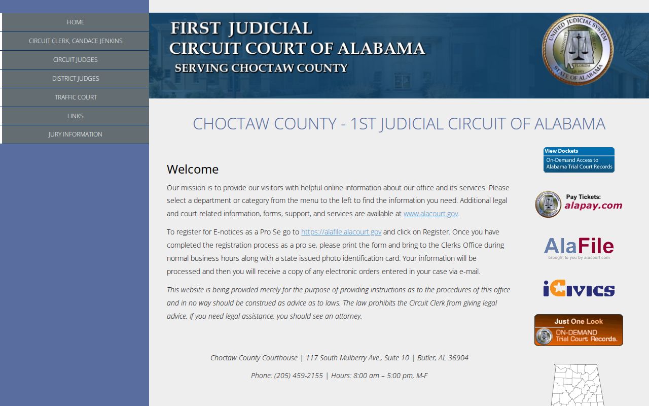 Choctaw County court records for released inmates