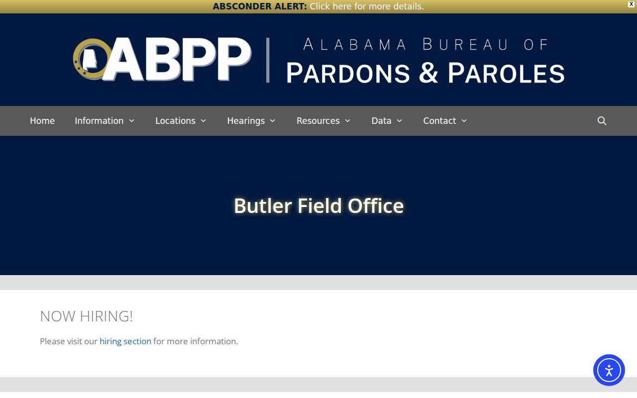 ABPP Butler Field Office listing for Choctaw County supervision